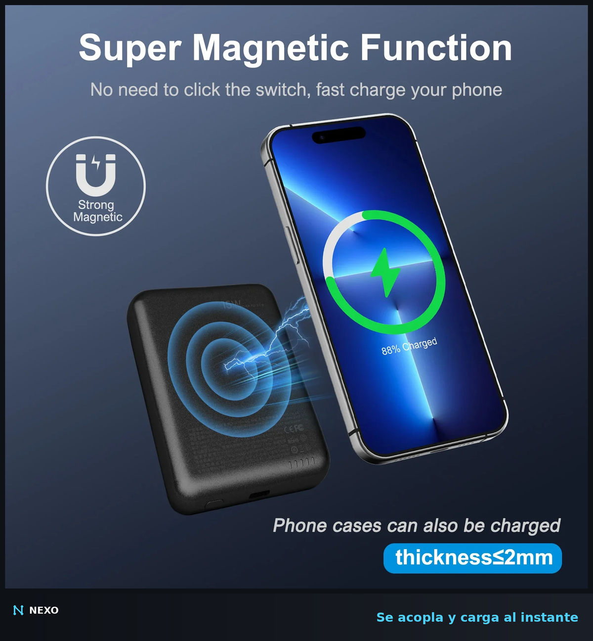 MagCharge 5000 — Power Bank Magnético Inalámbrico 20W