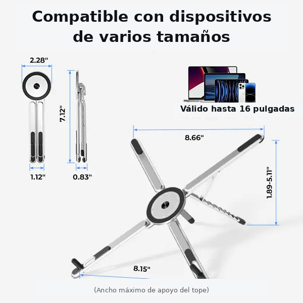 FlexDesk 3en1 — Soporte Plegable para Portátil, PC y Móvil